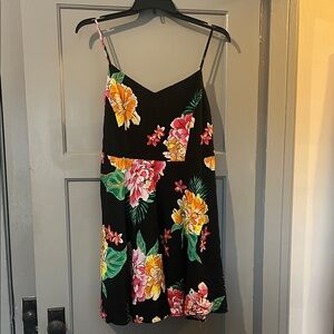 Old Navy Black Dress with Vibrant Floral Design